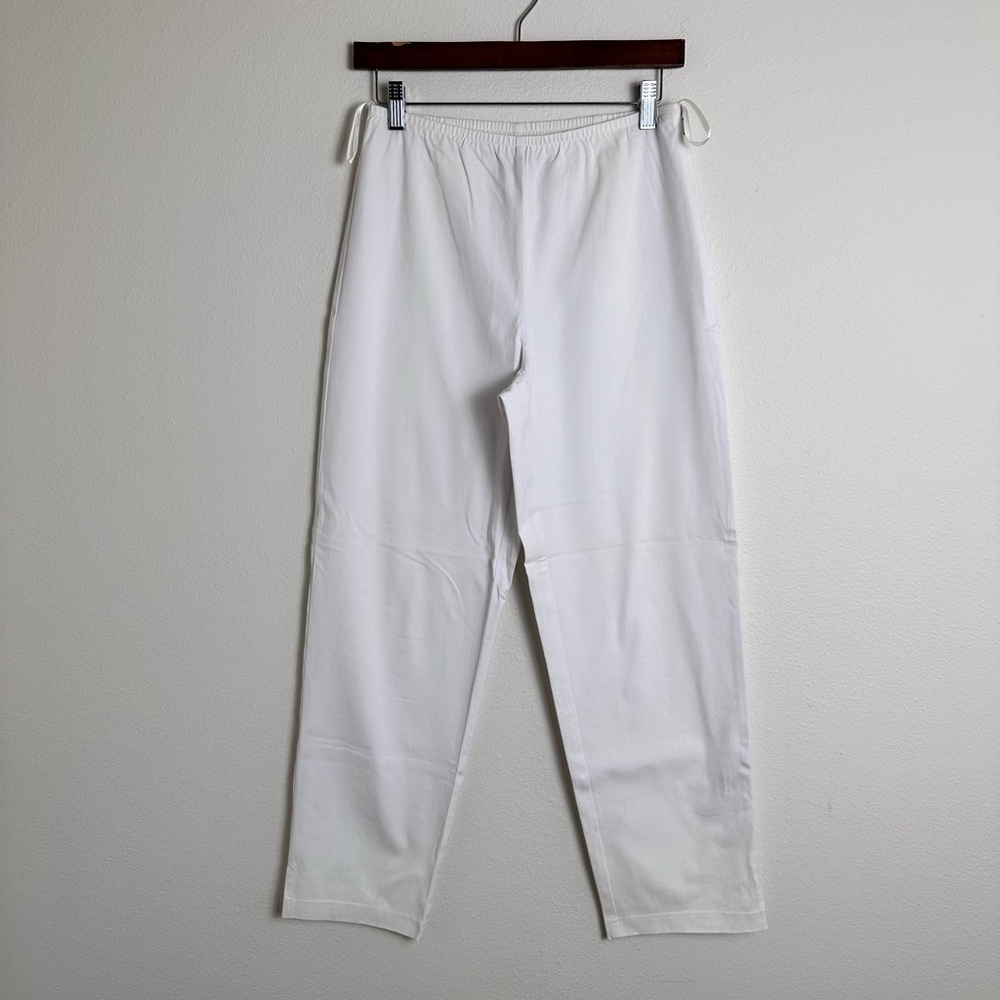 Eileen fisher white cream stretchy tapered side zip pull on pants leggings xs
